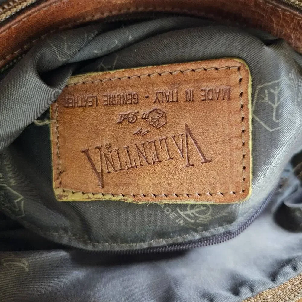 Valentina brown leather shoulder/crossbody hobo bag.